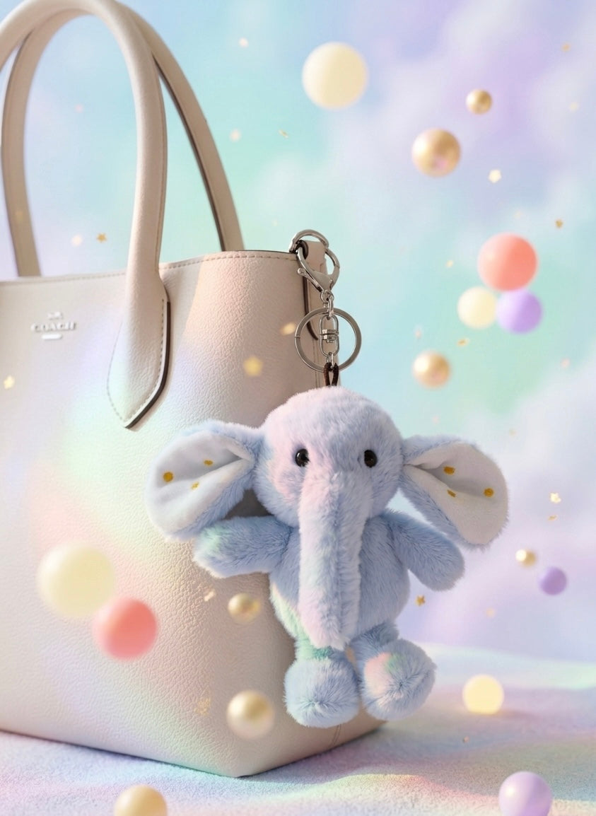 Cute Elephant Furry Keychain