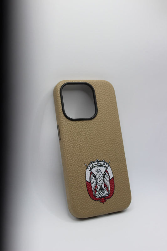 Leather Pebble Texture Phone Case – Abu Dhabi Logo