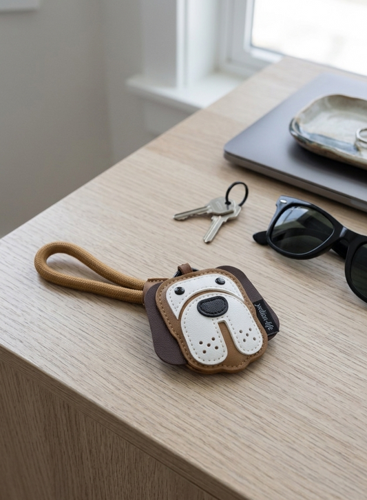 Cute Dog PU Keychain – Cartoon Leather Key Holder