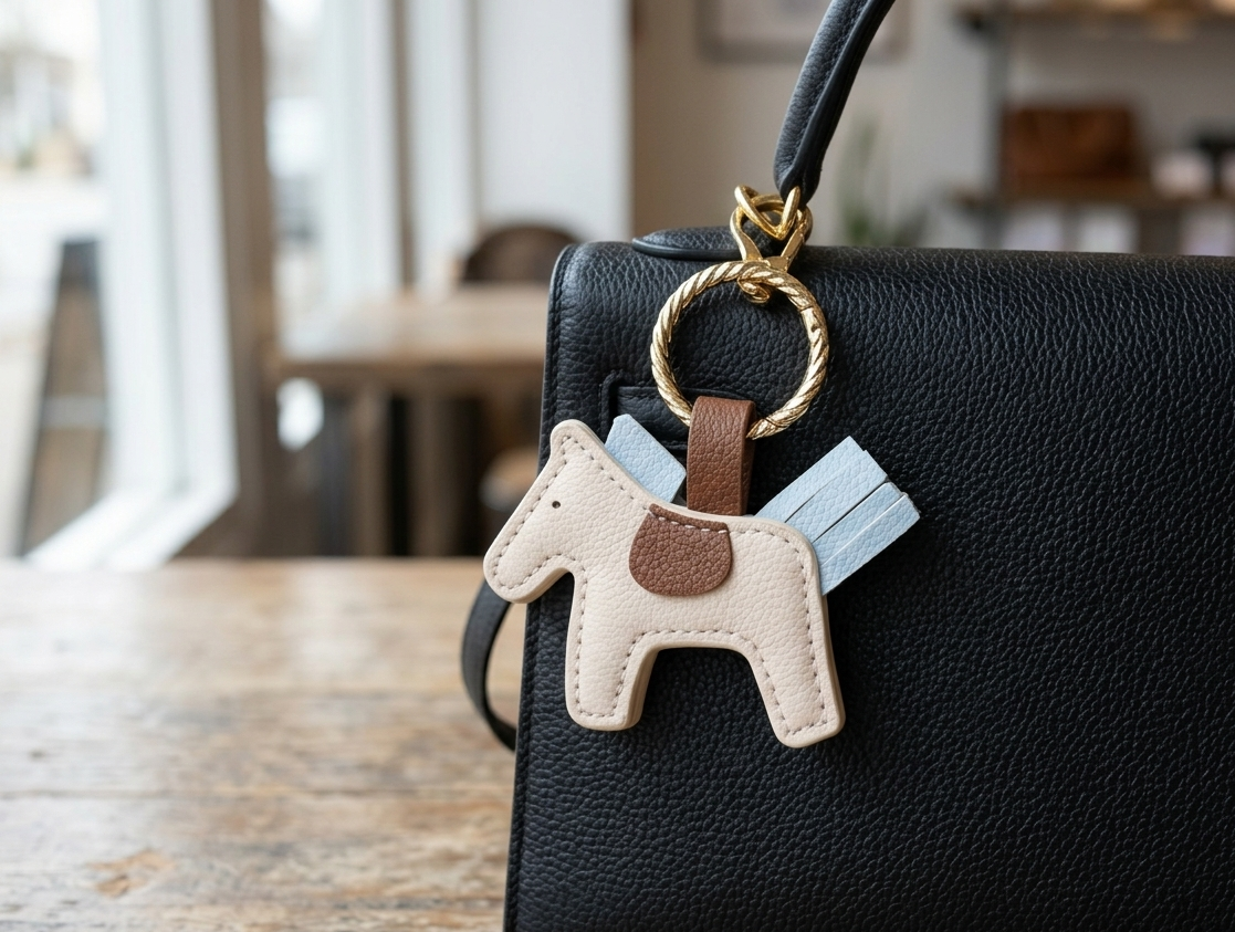 Minimalist Horse Leather Keychain – Cute Pony Charm