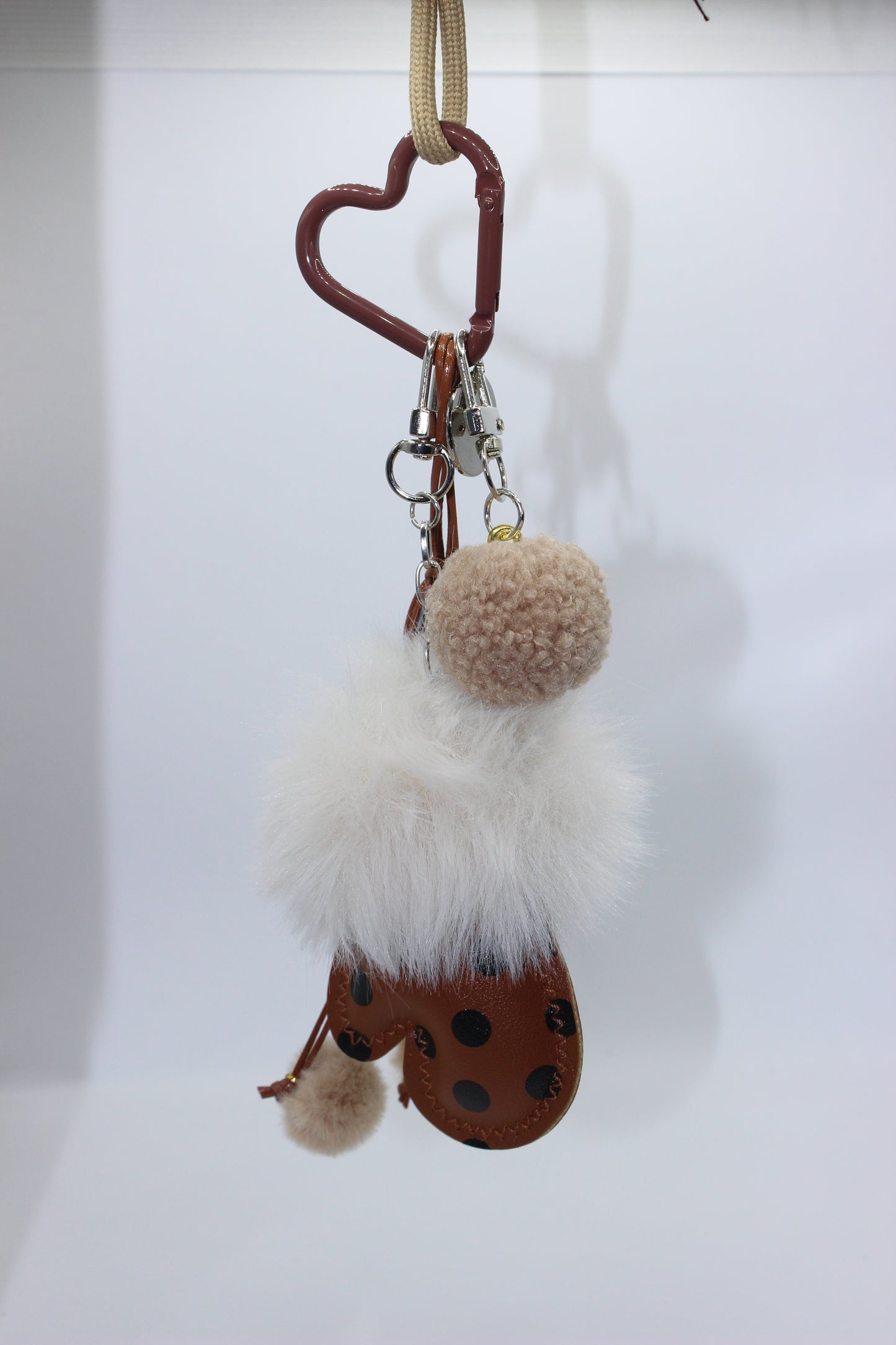Luxury Fur Pom Pom Keychain with Bow & Pearl Charm