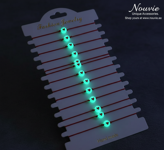 Glow-in-the-Dark Heart Bead Bracelet