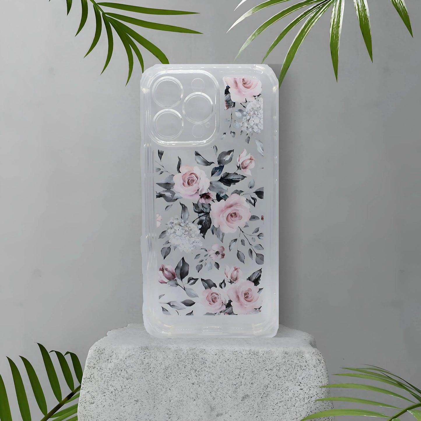 Floral TPU Shockproof Phone Case – Transparent
