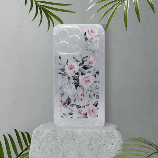 Floral TPU Shockproof Phone Case – Transparent