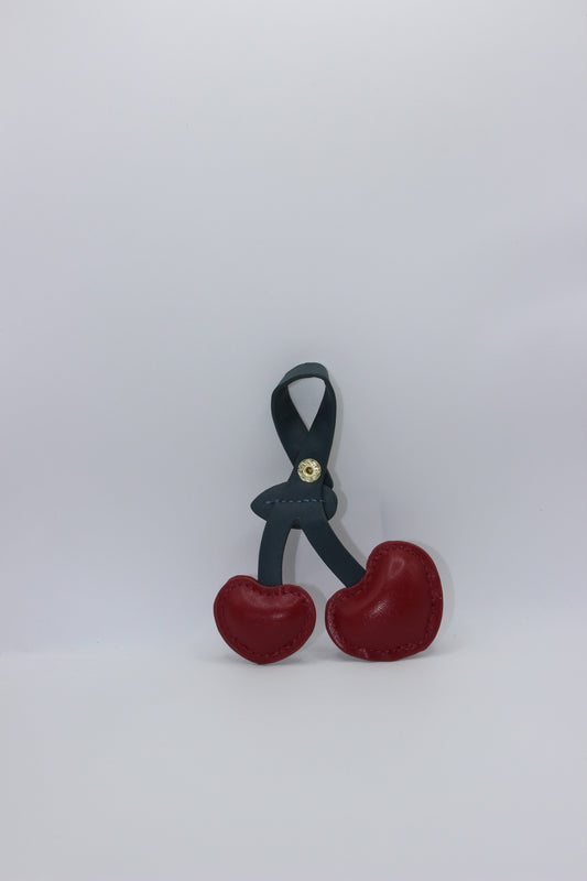 Minimal Cherry Leather Keychain