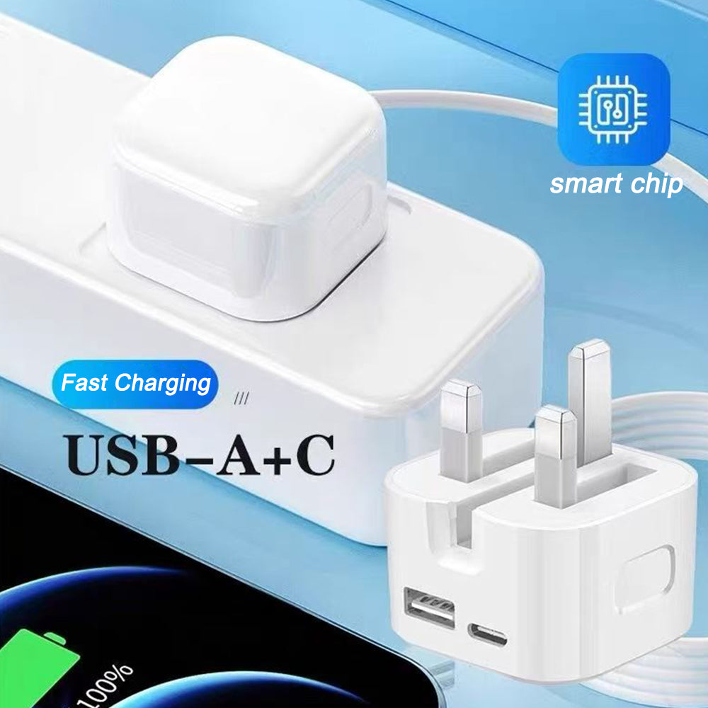 35W Foldable Smart Charger – Dual USB-C & USB-A