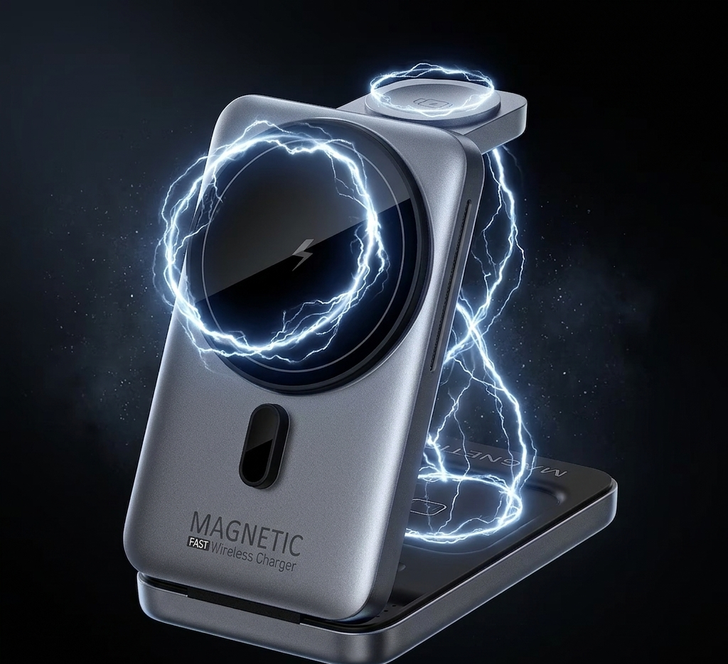 3-in-1 Foldable Magnetic Wireless Charging Station for iPhone, Apple Watch & AirPods