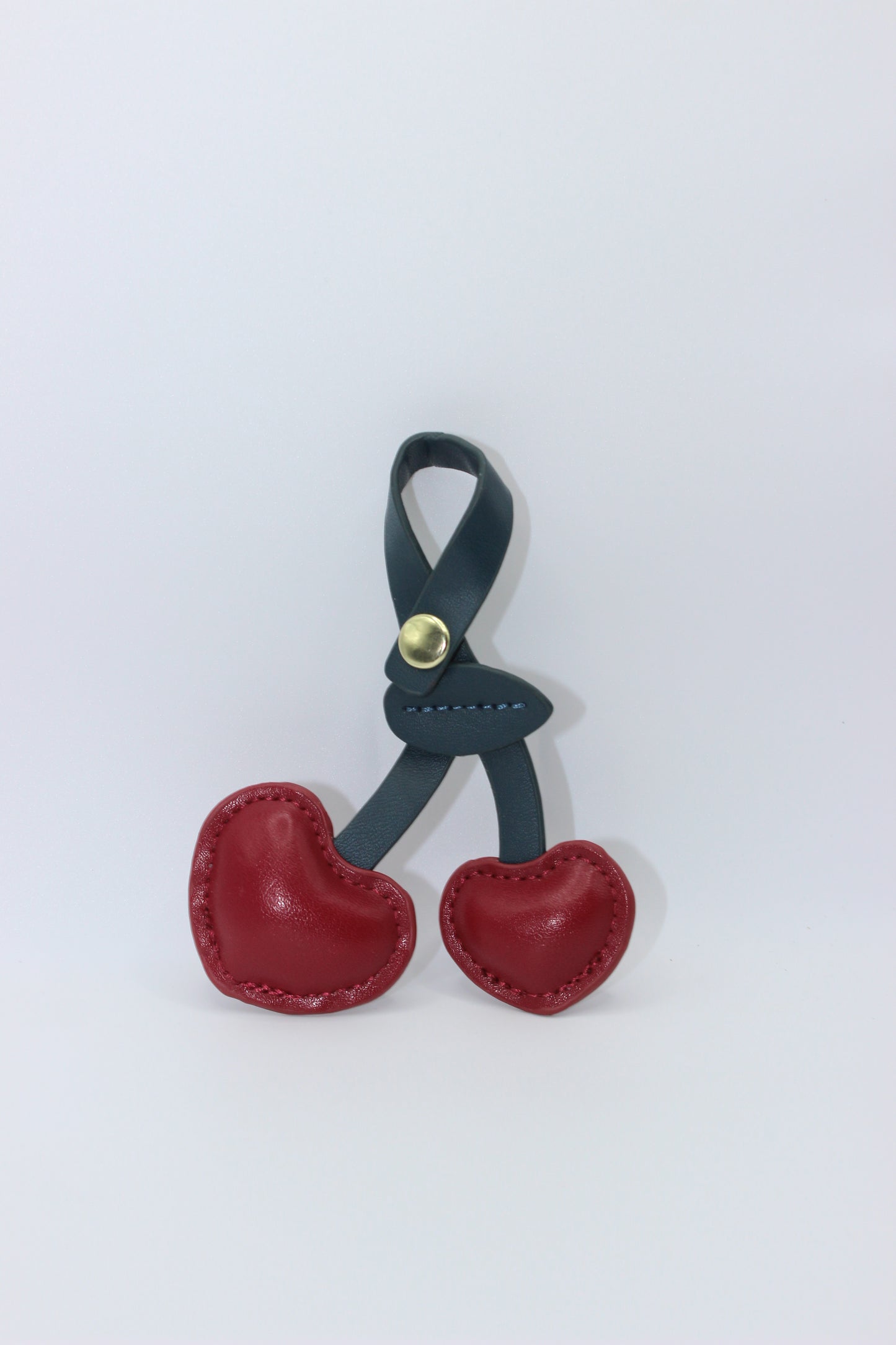 Minimal Cherry Leather Keychain