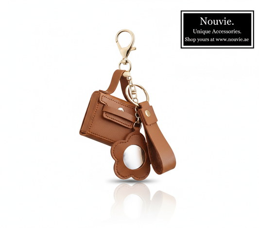 Women's PU Mini Square Bag with Flower Mirror