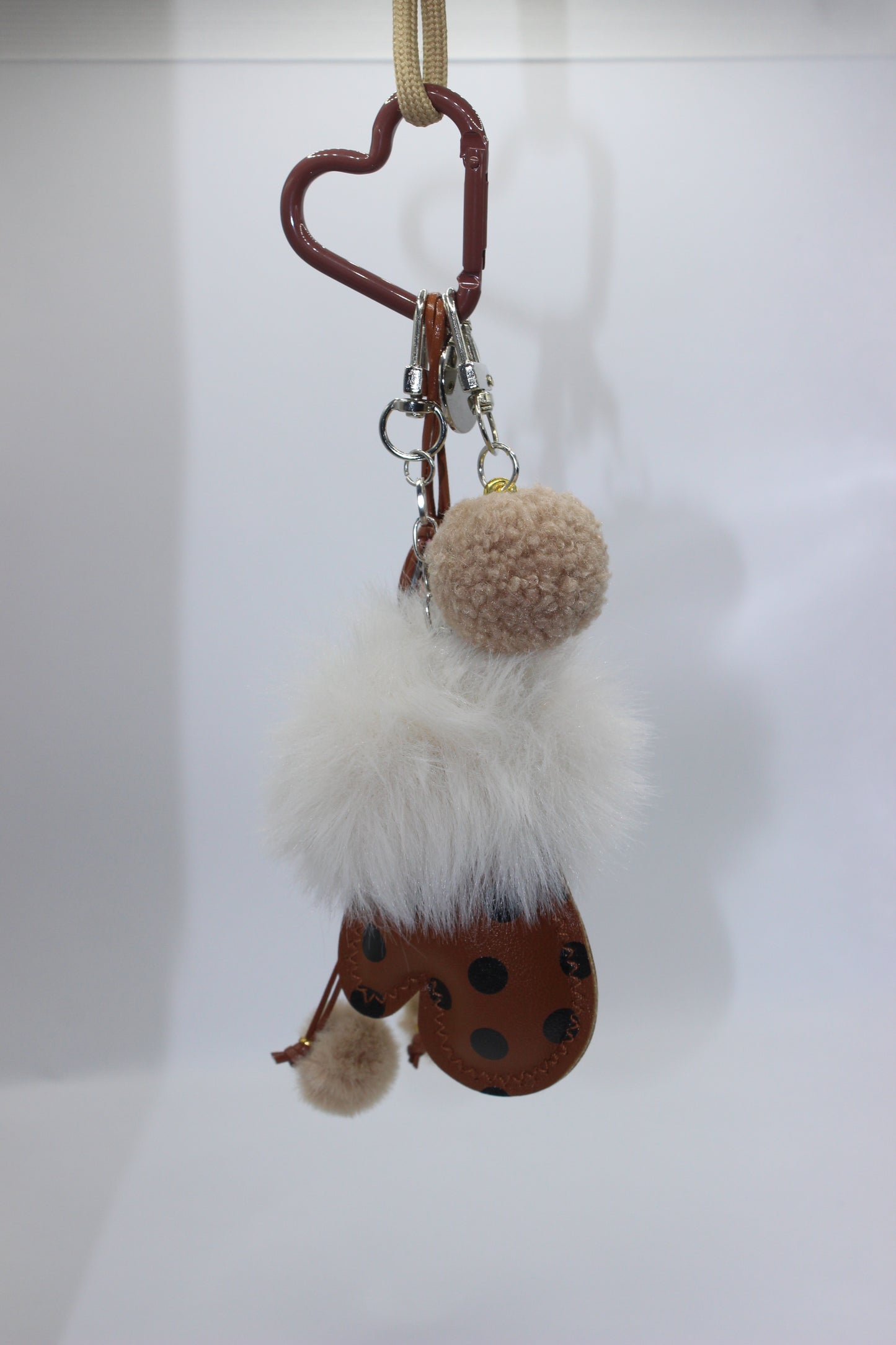 Luxury Fur Pom Pom Keychain with Bow & Pearl Charm