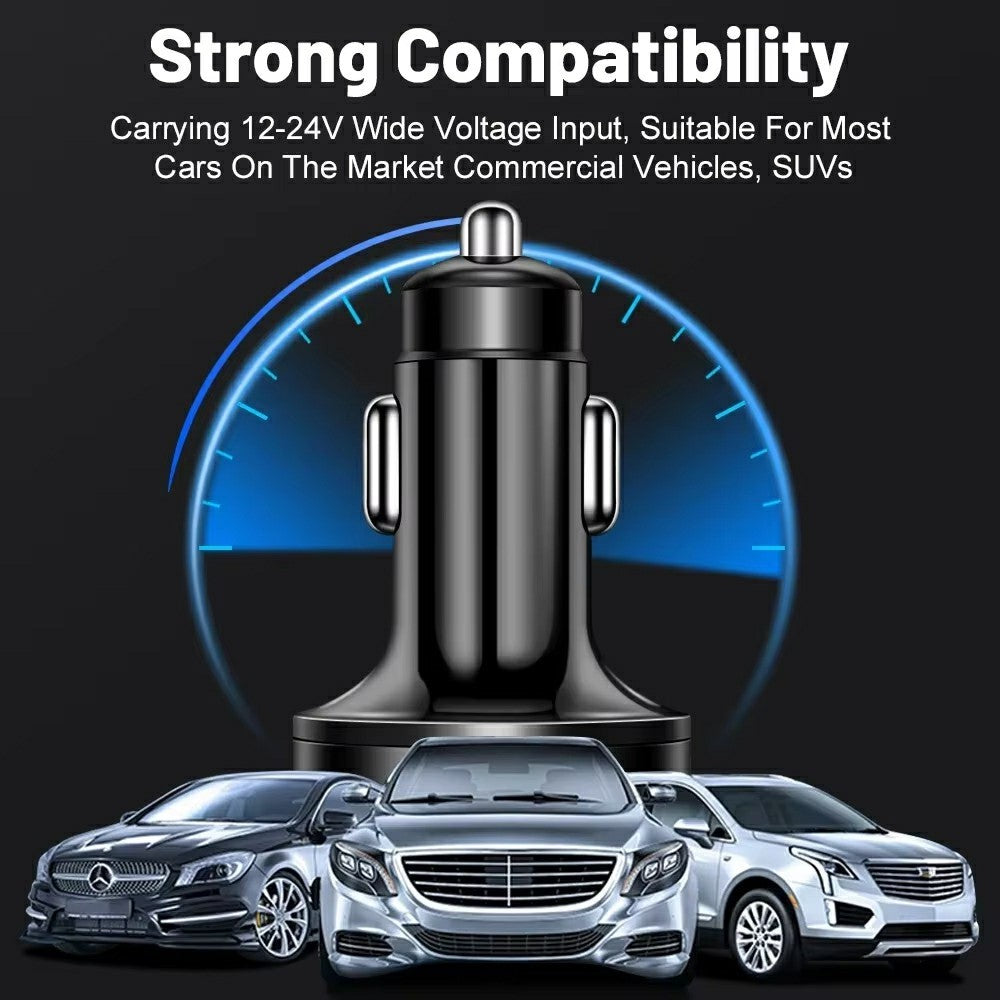 100W 6-Port Car Charger with Voltage Display