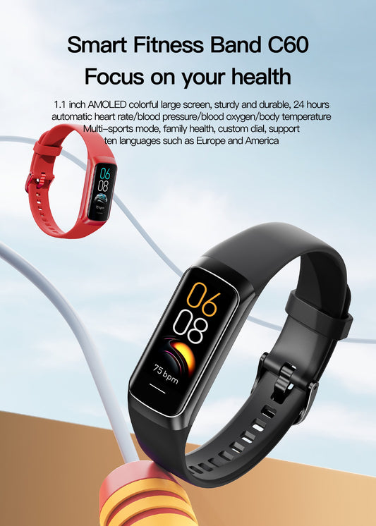 C60 Smart Watch – AMOLED Waterproof Fitness Tracker