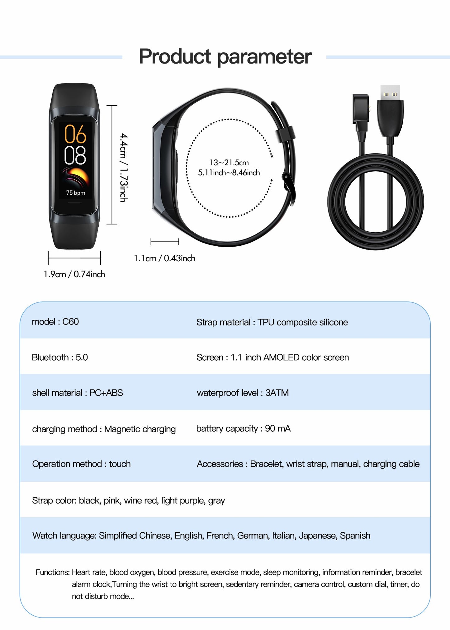 C60 Smart Watch – AMOLED Waterproof Fitness Tracker
