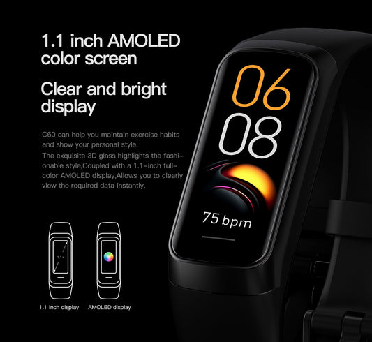 C60 Smart Watch – AMOLED Waterproof Fitness Tracker