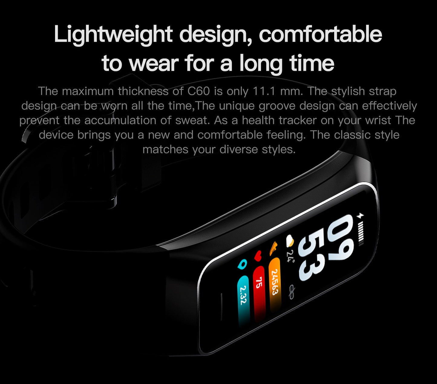 C60 Smart Watch – AMOLED Waterproof Fitness Tracker