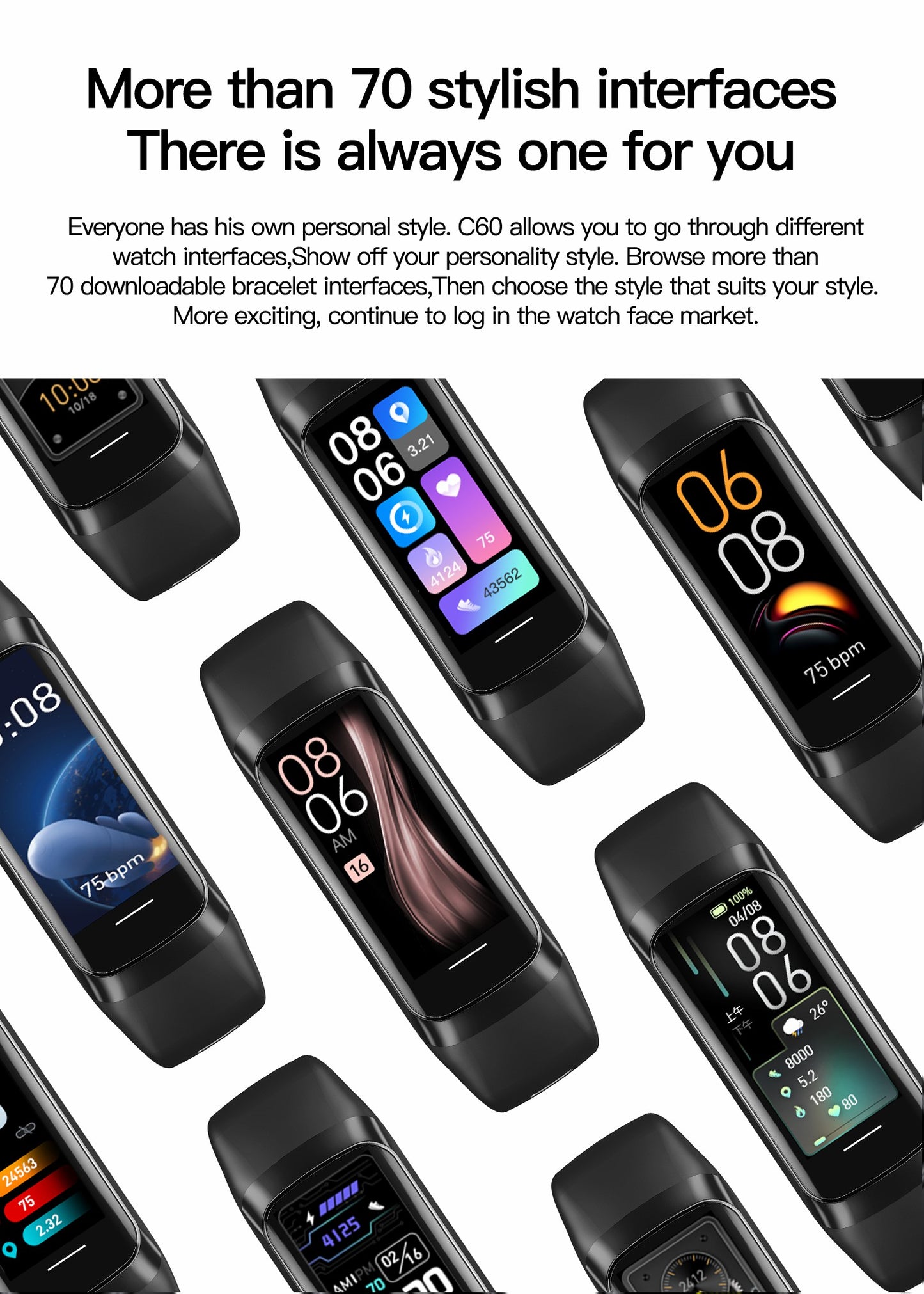 C60 Smart Watch – AMOLED Waterproof Fitness Tracker