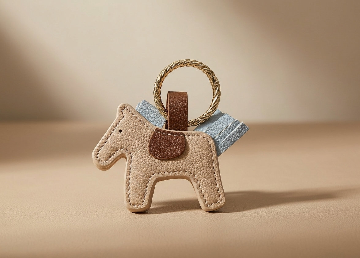 Minimalist Horse Leather Keychain – Cute Pony Charm