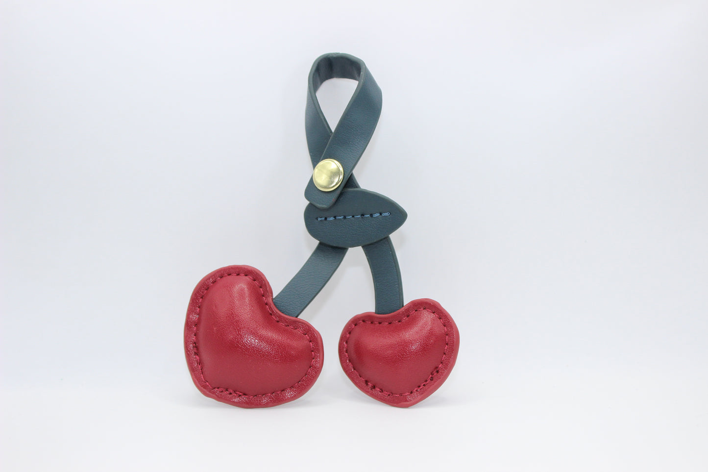 Minimal Cherry Leather Keychain