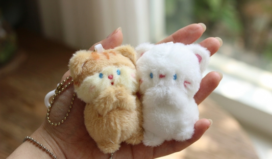 Magnetic Plush Keychain Set – Cute Animal Pair