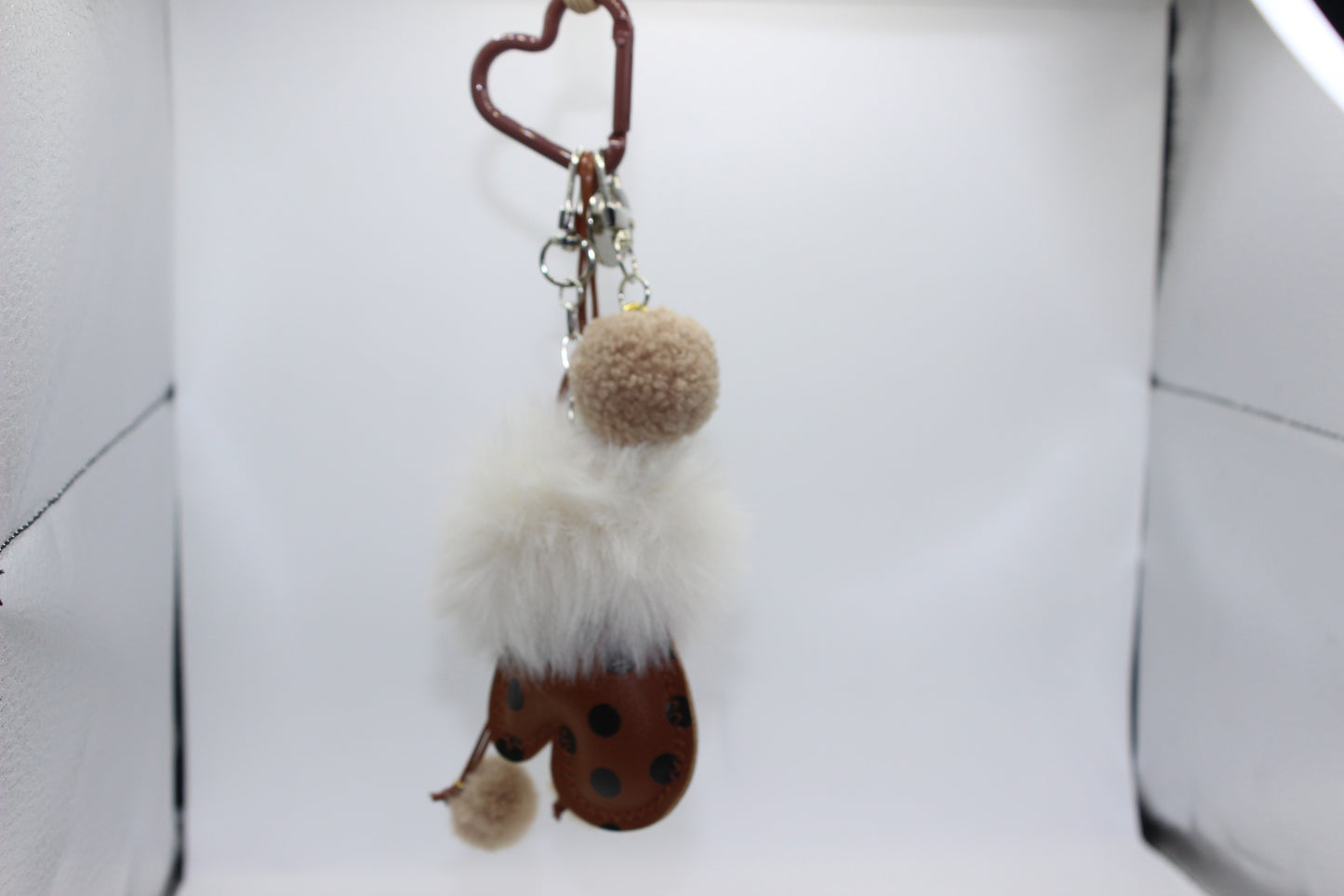 Luxury Fur Pom Pom Keychain with Bow & Pearl Charm