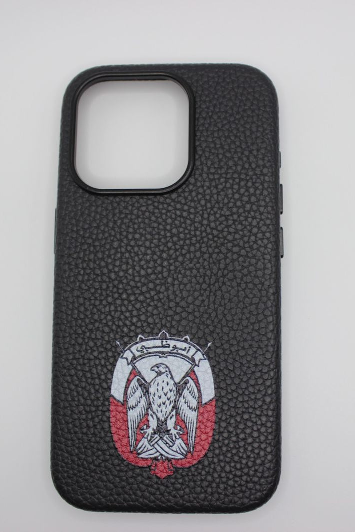 Leather Pebble Texture Phone Case – Abu Dhabi Logo