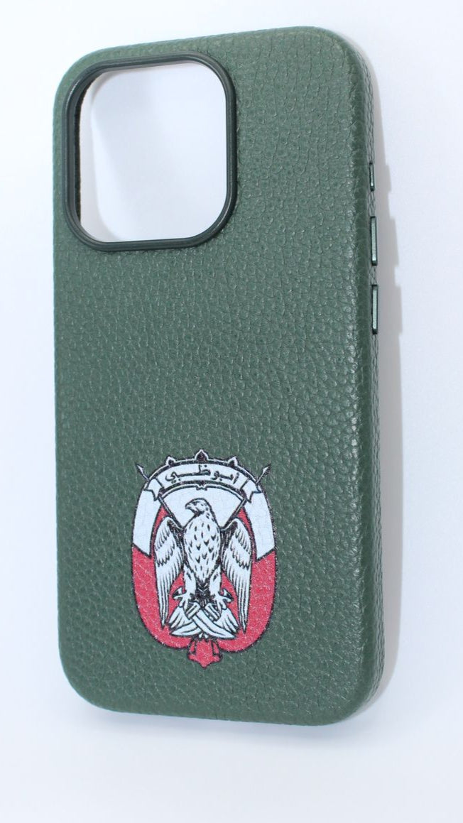 Leather Pebble Texture Phone Case – Abu Dhabi Logo