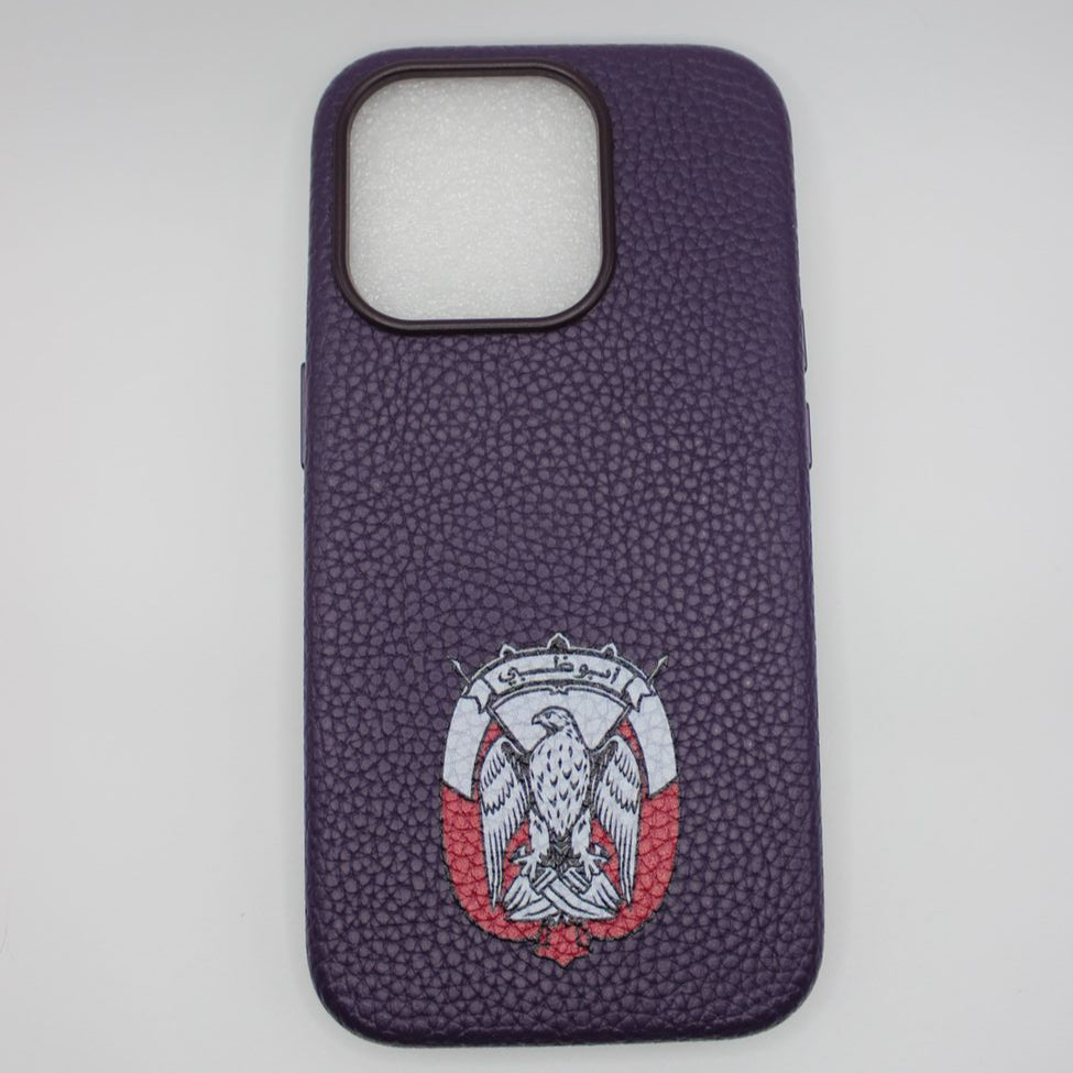 Leather Pebble Texture Phone Case – Abu Dhabi Logo