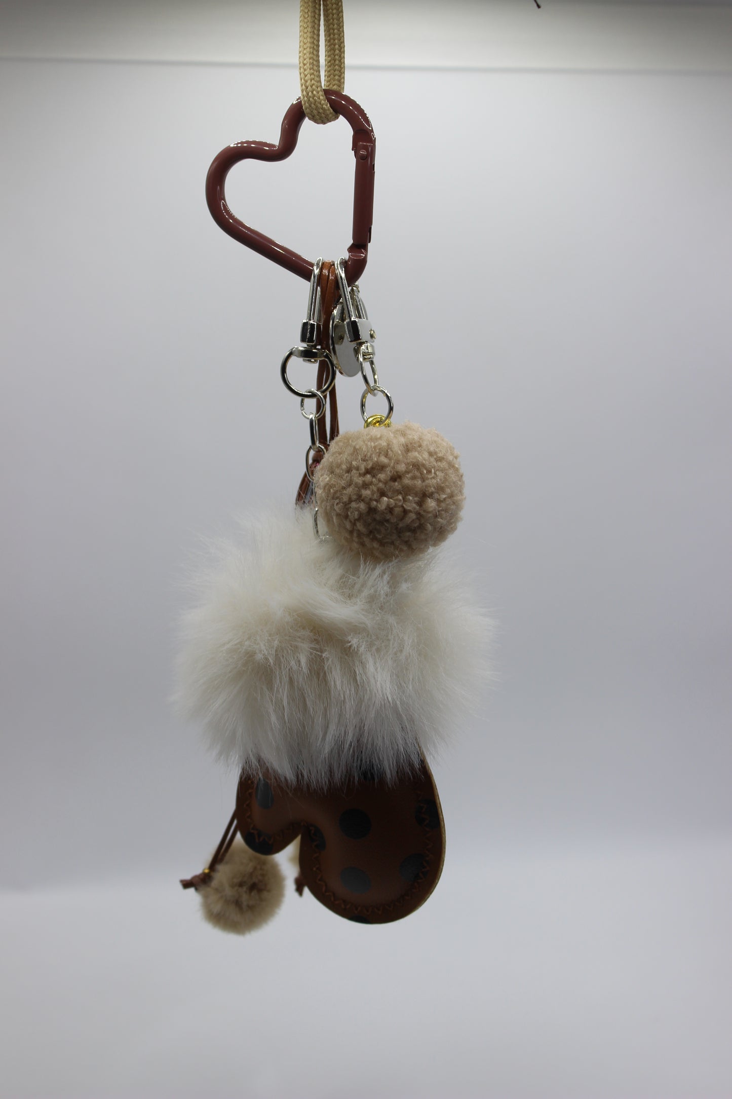 Luxury Fur Pom Pom Keychain with Bow & Pearl Charm