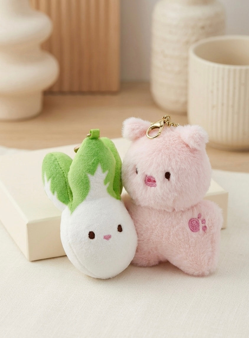 Cute Plush Keychain Set – Bunny & Carrot Soft Keychain