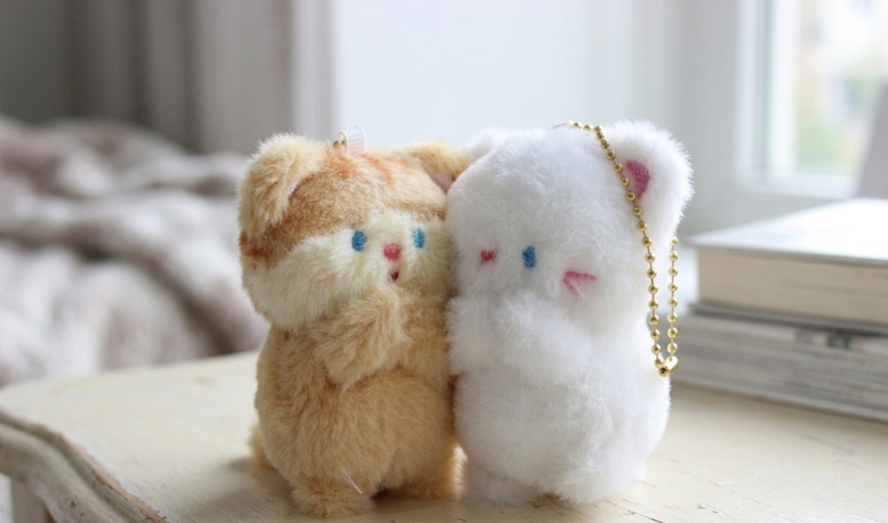 Magnetic Plush Keychain Set – Cute Animal Pair
