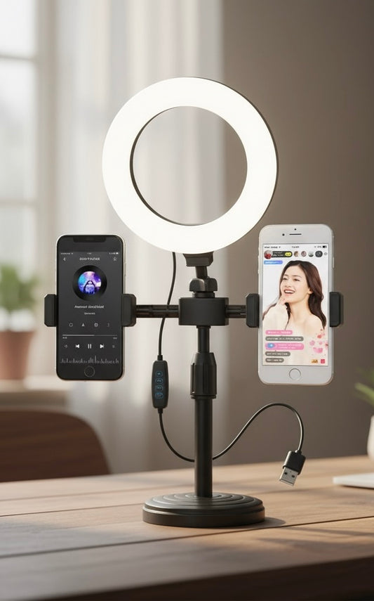 Pro LED Ring Light Stand – Adjustable Telescopic Holder for Live Streaming