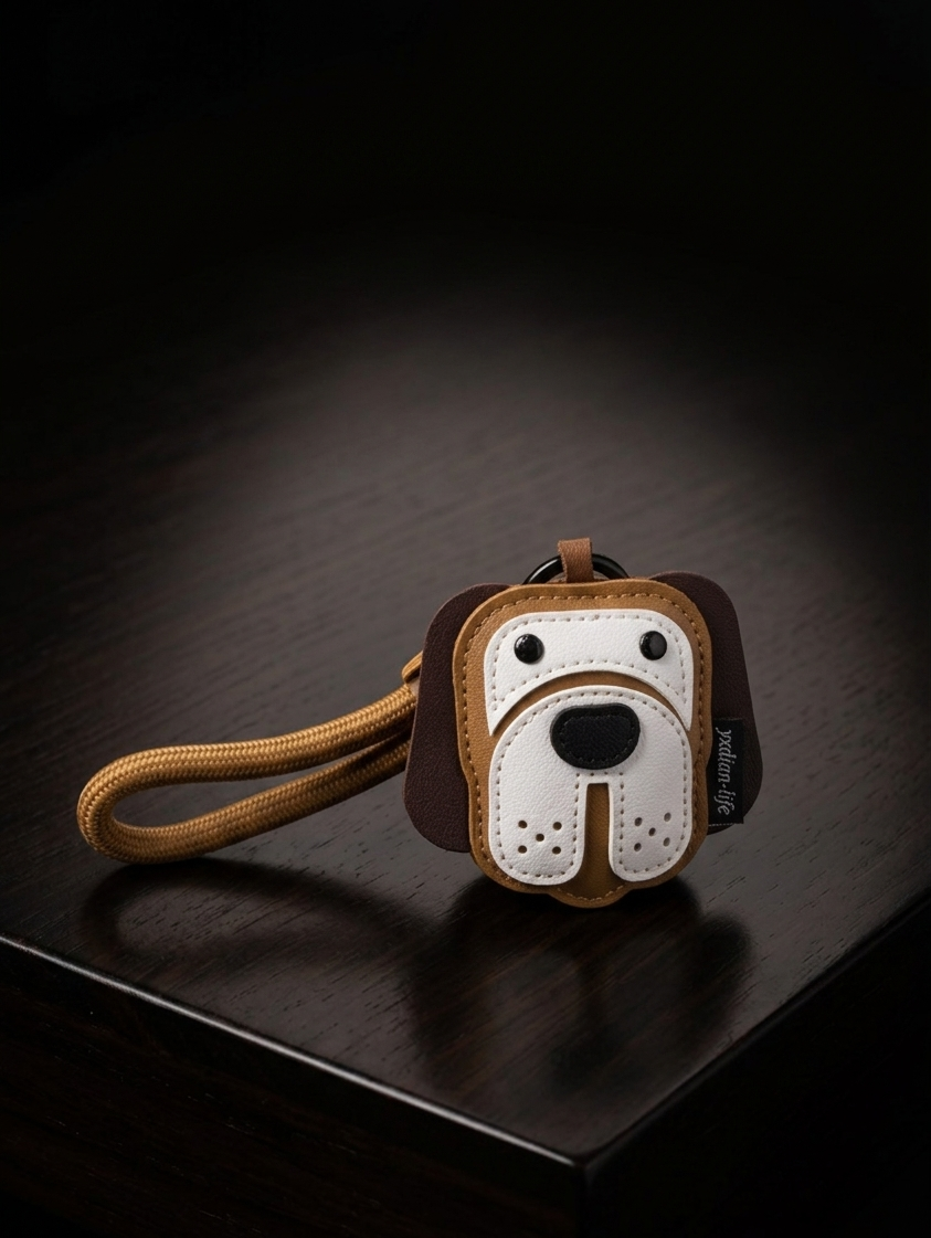 Cute Dog PU Keychain – Cartoon Leather Key Holder