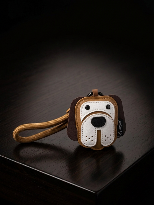 Cute Dog PU Keychain – Cartoon Leather Key Holder