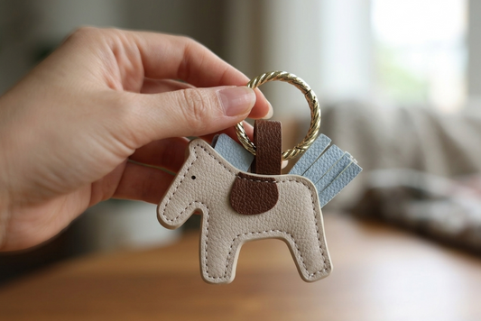 Minimalist Horse Leather Keychain – Cute Pony Charm