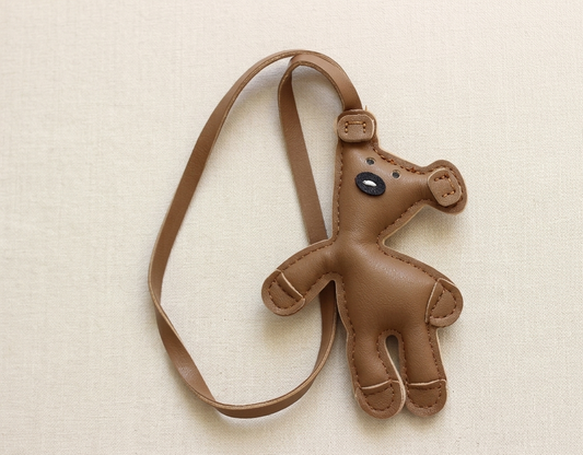 Cute Bear PU Keychain – Leather Strap Key Holder