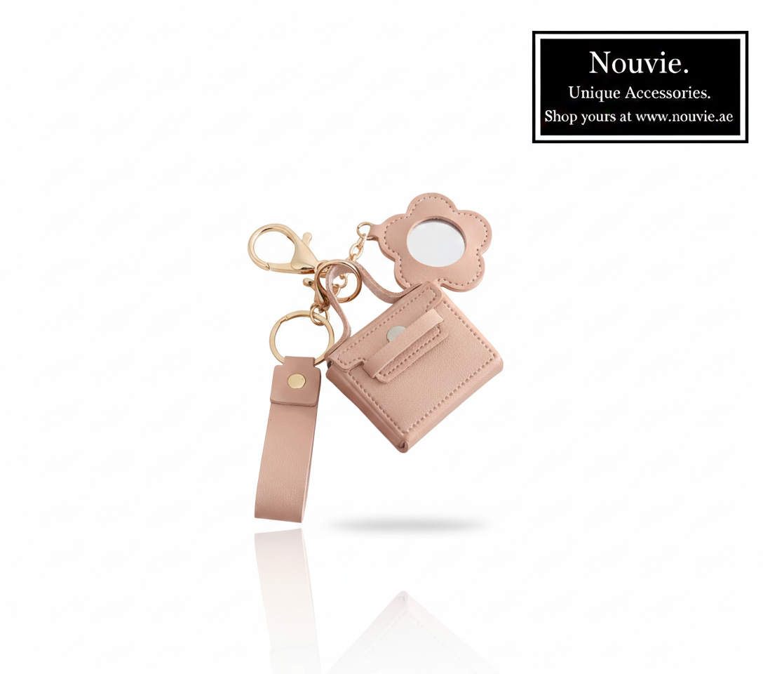 Women's PU Mini Square Bag with Flower Mirror