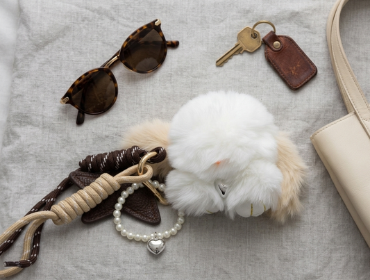 Luxury Plush Bunny Keychain – Soft Fur with Pearl Charm