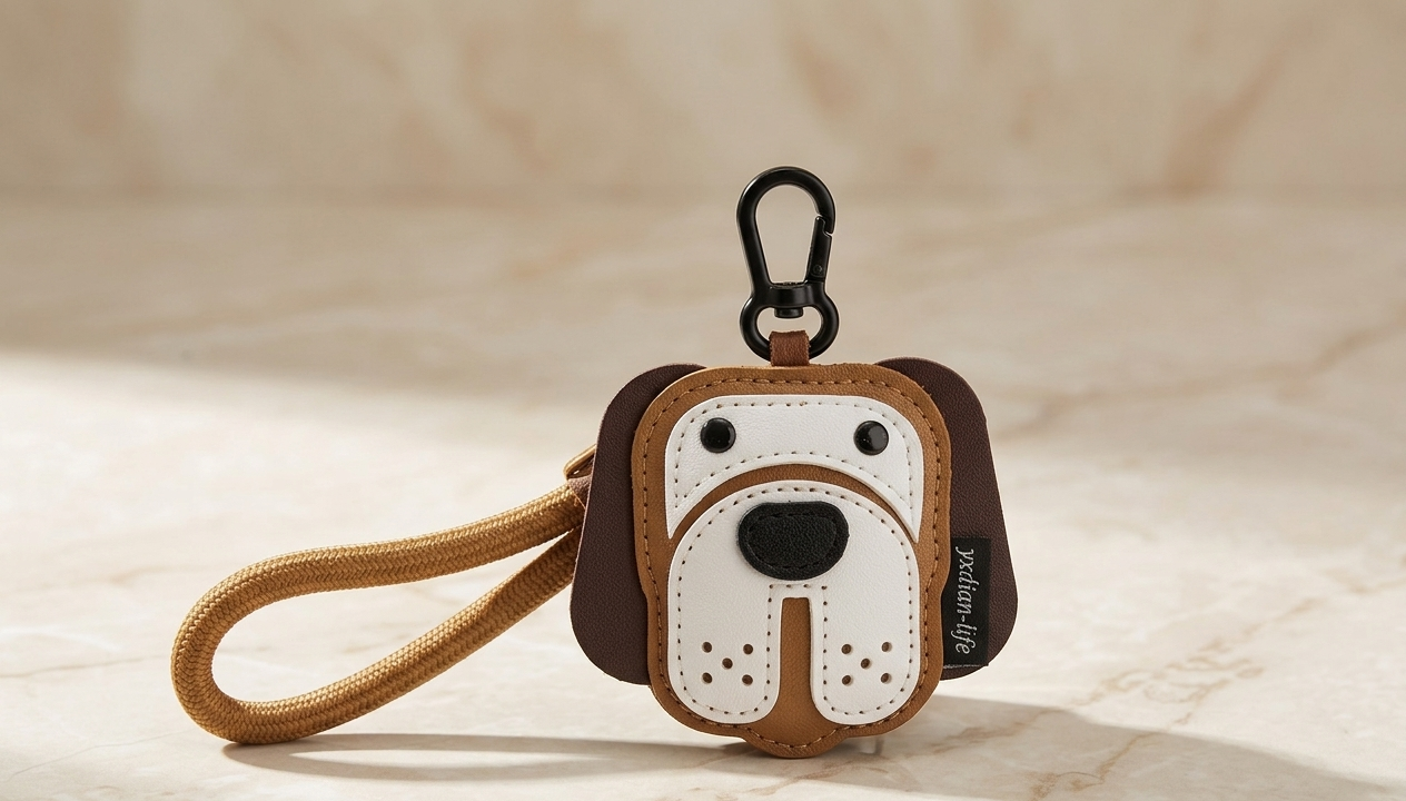 Cute Dog PU Keychain – Cartoon Leather Key Holder