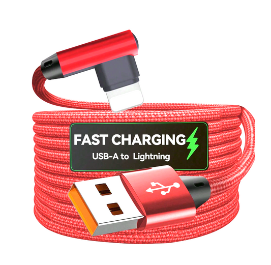 USB-A to Lightning Fast Charging Cable – L-Shape