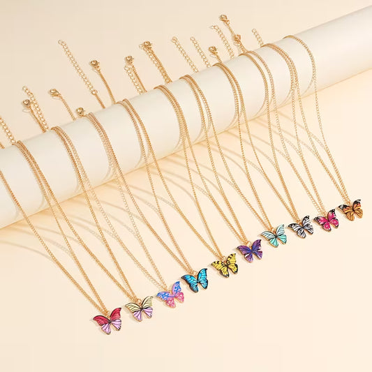 Colorful Butterfly Pendant Necklace